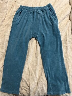 THE GREAT. Terry Harem Cropped Turqouise Pants